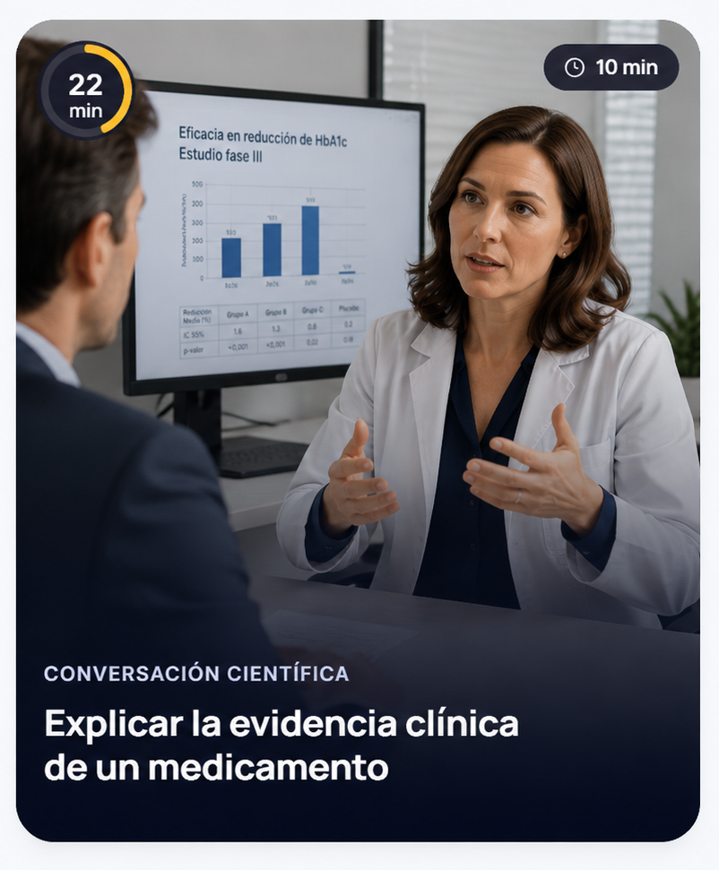 Conversación científica: explicar la evidencia clínica de un medicamento